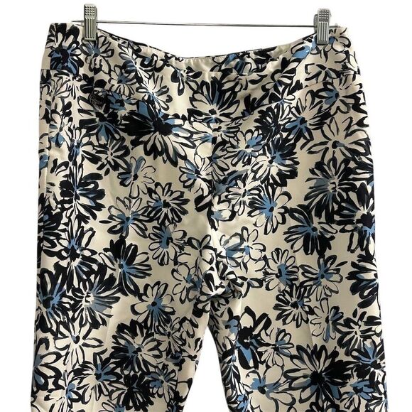Lisette L Montreal Women's Floral Pop Art 26” Ankle Pants Back Slit Blue Size 16 - Picture 3 of 14